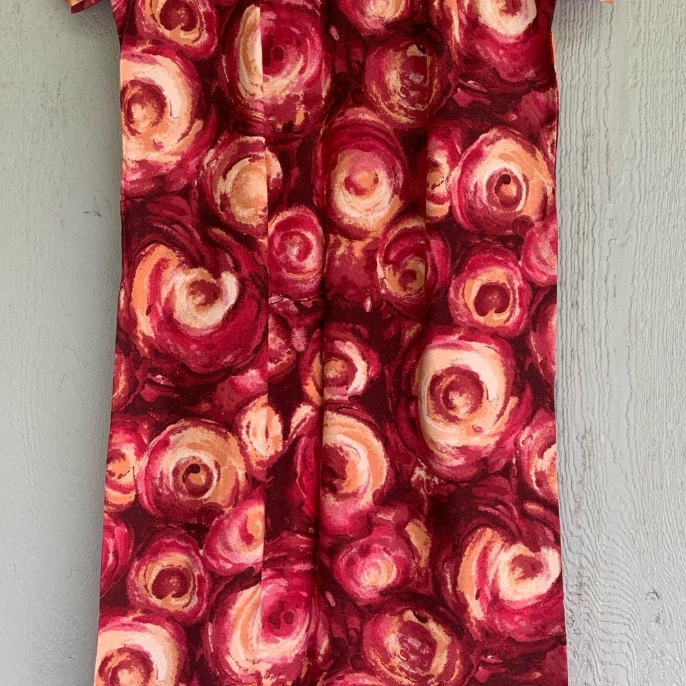 Vintage 60’s Ui- Maikai Floral Shift Dress Orange & Red Size 32 US 4/6 - Picture 3 of 12